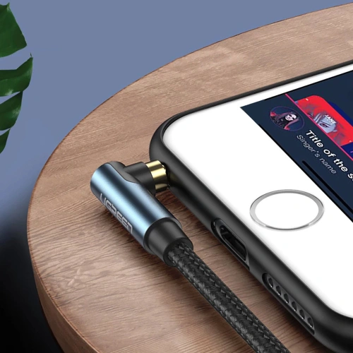 Kabel audio kątowy UGREEN AV112 AUX 2x mini jack 3,5mm 1,5m niebieski