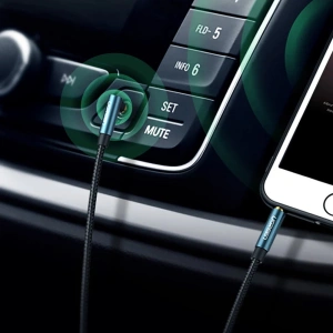 Kabel audio kątowy UGREEN AV112 AUX 2x mini jack 3,5mm 1,5m niebieski