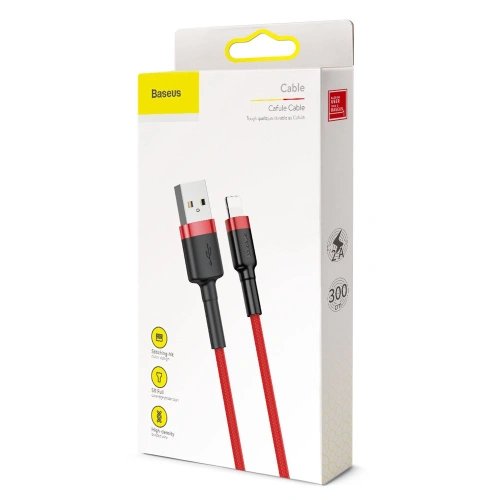 Kabel Baseus Cafule USB-A/Lightning QC 3.0 2A 3M czerwony