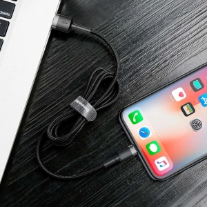 Kábel Baseus Cafule USB-A/Lightning QC 3.0 2A 3M fekete-szürke