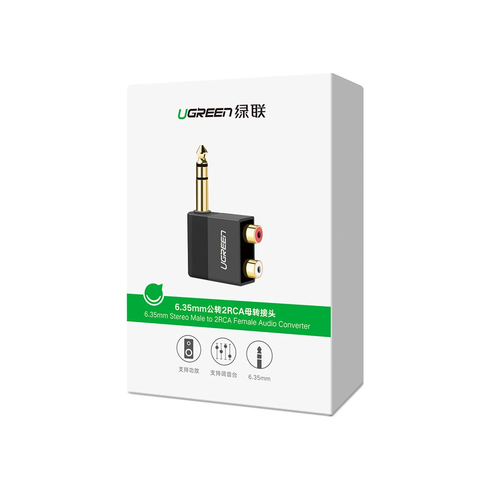 Hurtownia GSM - Audio kábel UGREEN AV147 jack 6.35mm/2xRCA fekete - UGR1581 - {ean13} - Hurt