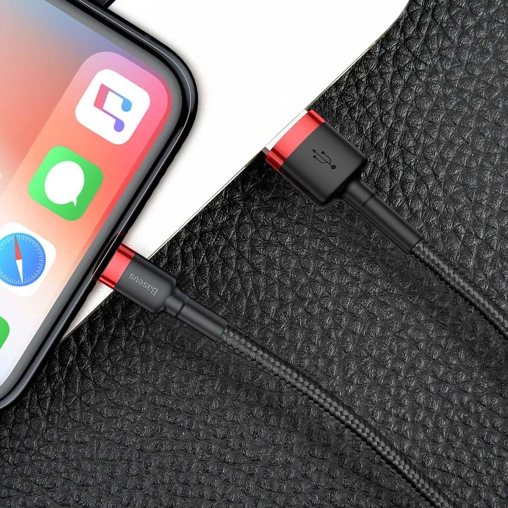 Hurtownia GSM - Kabel Baseus Cafule USB-A/Lightning QC 3.0 2A 3M černá-červená - BSU4123 - {ean13} - Hurt
