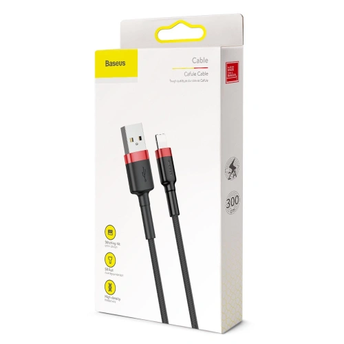 Kabel Baseus Cafule USB-A/Lightning QC 3.0 2A 3M czarno-czerwony