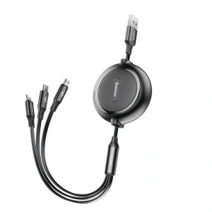 Hurtownia GSM - Kibővíthető kábel Baseus Golden Loop 3w1 USB-A/microUSB - Lightning - USB-C 3.5A 35cm-120cm fekete - BSU4125 - {ean13} - Hurt