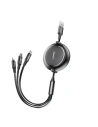 Rozvíjecí kabel Baseus Golden Loop 3w1 USB-A/microUSB - Lightning - USB-C 3.5A 35cm-120cm černý