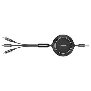 Hurtownia GSM - Kibővíthető kábel Baseus Golden Loop 3w1 USB-A/microUSB - Lightning - USB-C 3.5A 35cm-120cm fekete - BSU4125 - {ean13} - Hurt