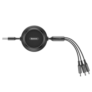 Hurtownia GSM - Kibővíthető kábel Baseus Golden Loop 3w1 USB-A/microUSB - Lightning - USB-C 3.5A 35cm-120cm fekete - BSU4125 - {ean13} - Hurt