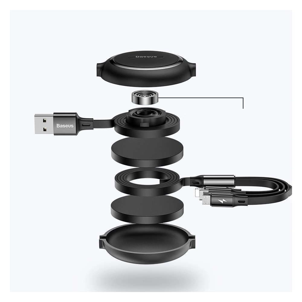 Wholesale Baseus Golden Loop 3in1 USB-A/microUSB - Lightning - USB-C Cable 3.5A 35cm-120cm black - BSU4125 - {ean13} - Hurt