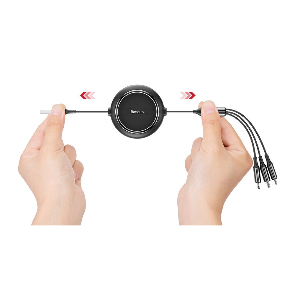 Hurtownia GSM - Rozwijany kabel Baseus Golden Loop 3w1 USB-A/microUSB - Lightning - USB-C 3.5A 35cm-120cm czarny - BSU4125 - {ean13} - Hurt