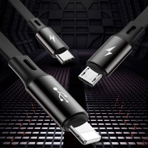 Hurtownia GSM - Kibővíthető kábel Baseus Golden Loop 3w1 USB-A/microUSB - Lightning - USB-C 3.5A 35cm-120cm fekete - BSU4125 - {ean13} - Hurt