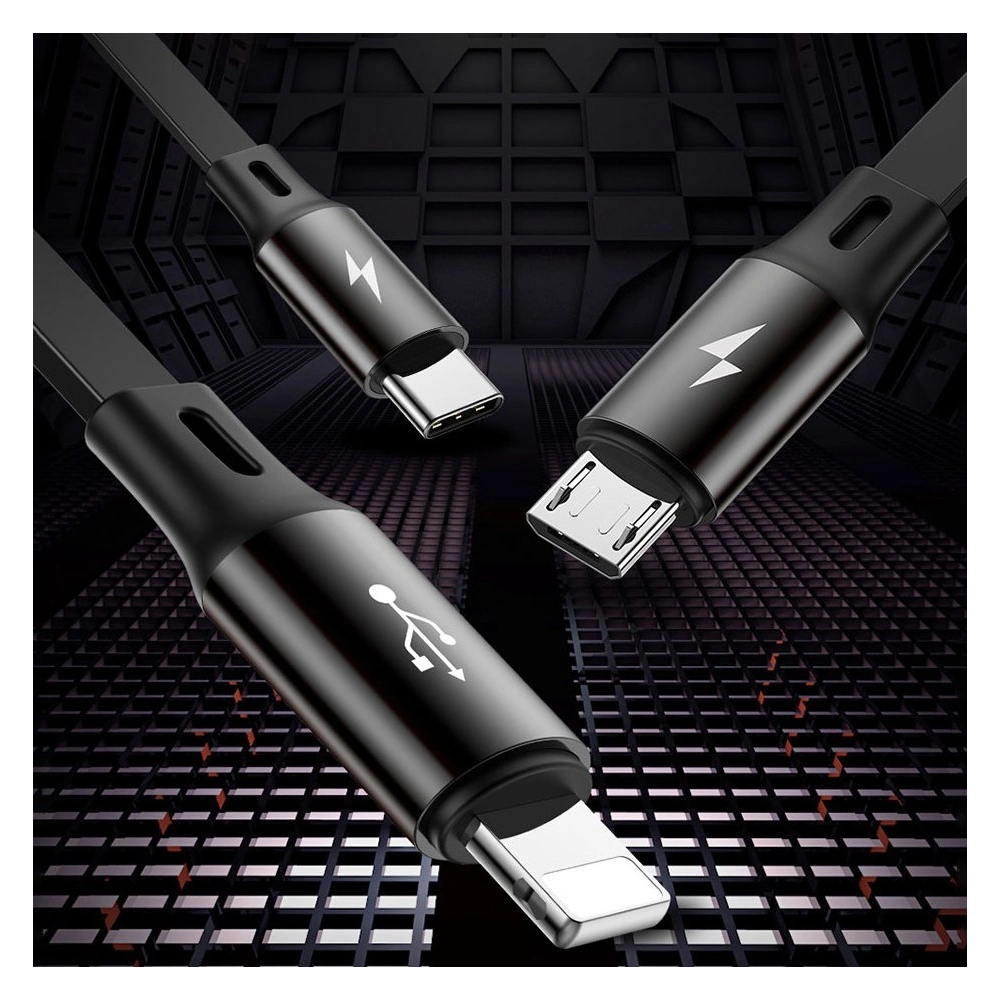 Wholesale Baseus Golden Loop 3in1 USB-A/microUSB - Lightning - USB-C Cable 3.5A 35cm-120cm black - BSU4125 - {ean13} - Hurt