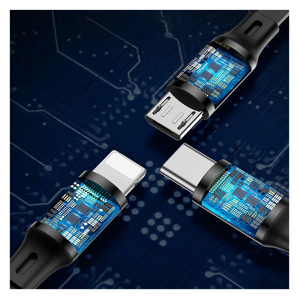 Wholesale Baseus Golden Loop 3in1 USB-A/microUSB - Lightning - USB-C Cable 3.5A 35cm-120cm black - BSU4125 - {ean13} - Hurt
