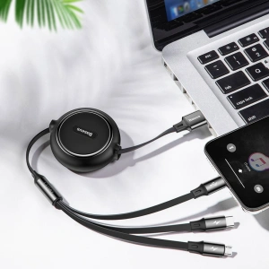 Hurtownia GSM - Kibővíthető kábel Baseus Golden Loop 3w1 USB-A/microUSB - Lightning - USB-C 3.5A 35cm-120cm fekete - BSU4125 - {ean13} - Hurt