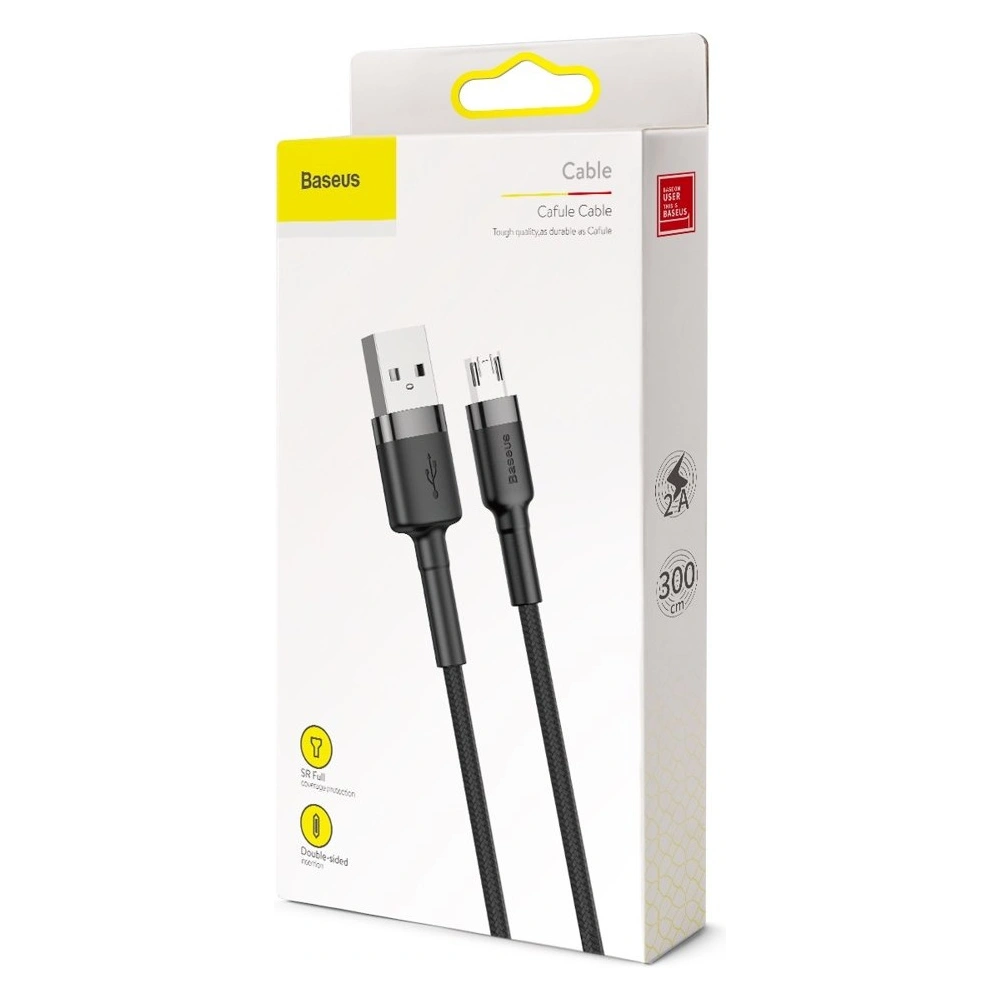 Hurtownia GSM - Kábel Baseus Cafule USB-A/microUSB 2A 3M fekete-szürke - BSU4126 - {ean13} - Hurt