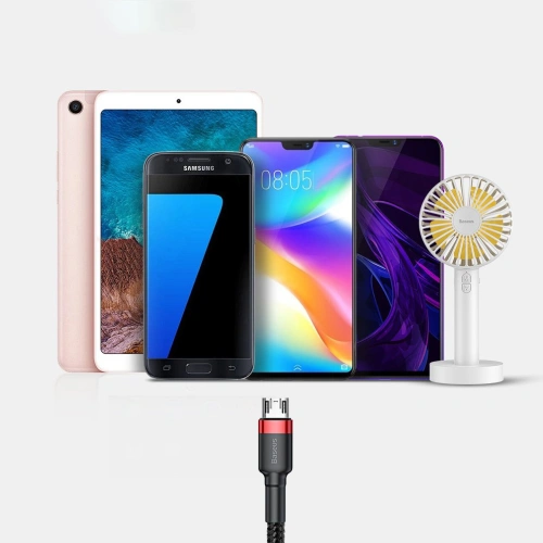 Kabel Baseus Cafule USB-A/microUSB 2A 3M czarno-czerwony