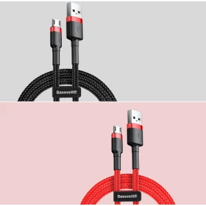 Kabel Baseus Cafule USB-A/microUSB 2A 3M czarno-czerwony