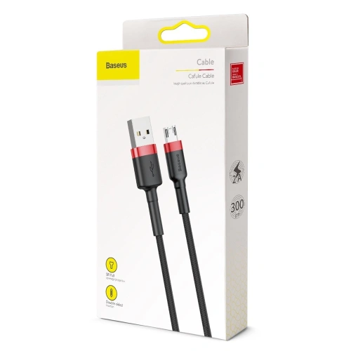 Kabel Baseus Cafule USB-A/microUSB 2A 3M czarno-czerwony