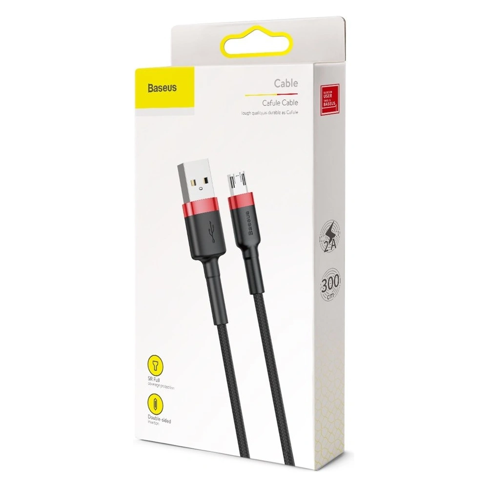 Hurtownia GSM - Kabel Baseus Cafule USB-A/microUSB 2A 3M schwarz-rot - BSU4127 - {ean13} - Hurt