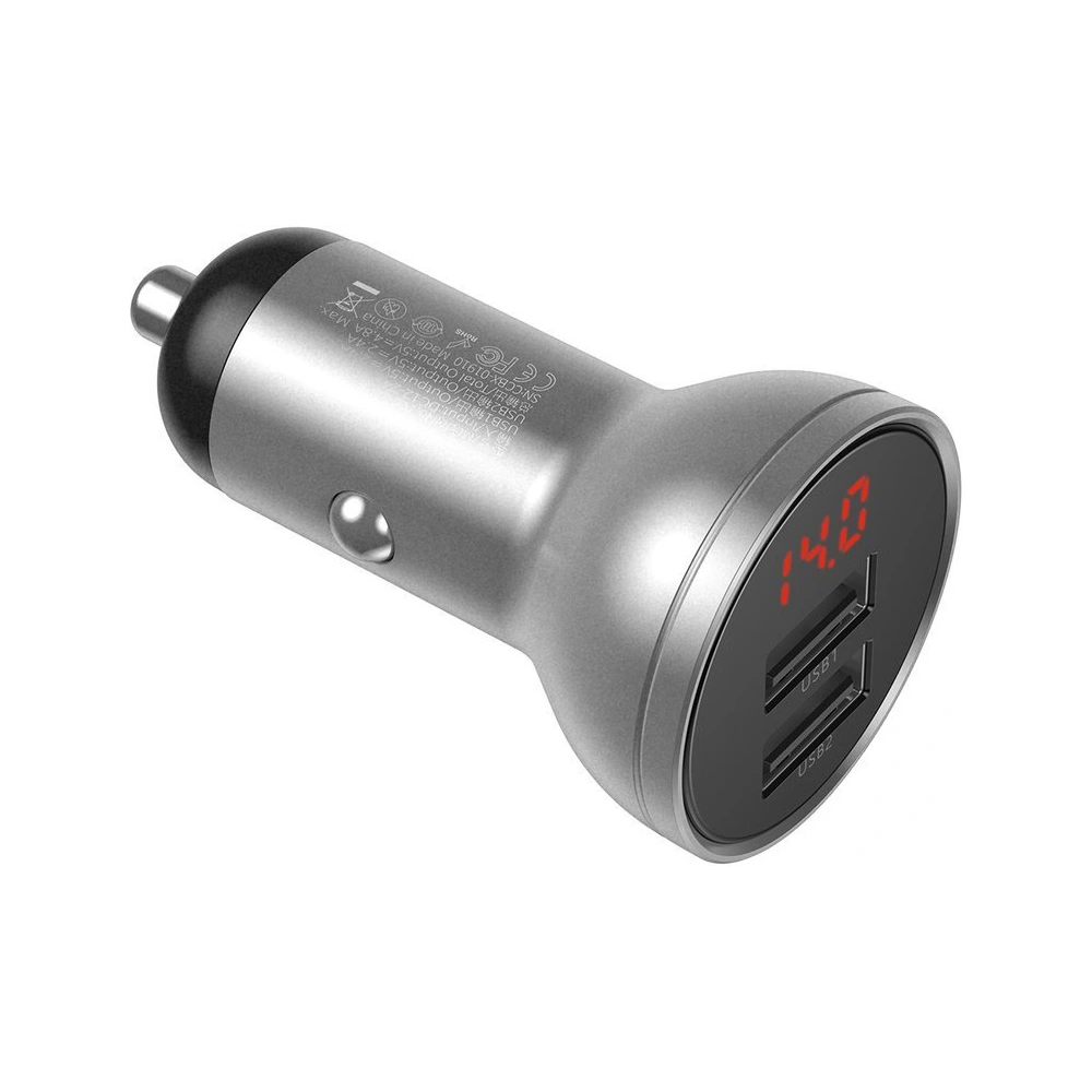 Hurtownia GSM - Autós töltő Baseus 2x USB 4,8A 24W LCD ezüst - BSU4128 - {ean13} - Hurt
