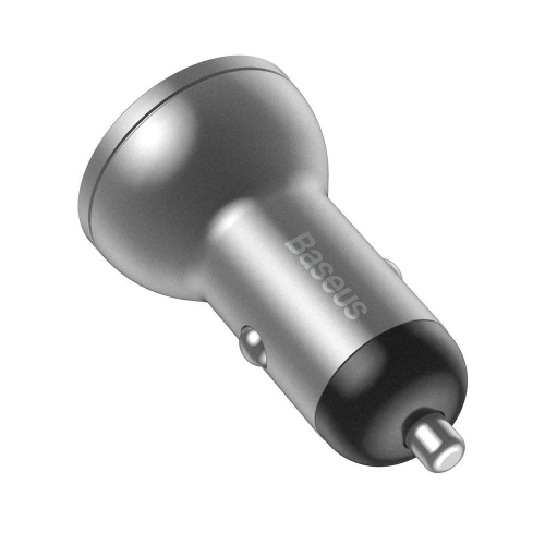 Ładowarka samochodowa Baseus 2x USB 4,8A 24W LCD srebrny