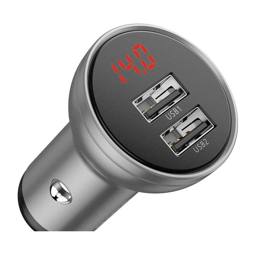 Hurtownia GSM - Încărcător auto Baseus 2x USB 4,8A 24W LCD argintiu - BSU4128 - {ean13} - Hurt