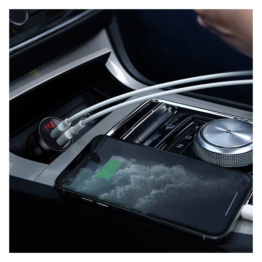 Hurtownia GSM - Încărcător auto Baseus 2x USB 4,8A 24W LCD argintiu - BSU4128 - {ean13} - Hurt