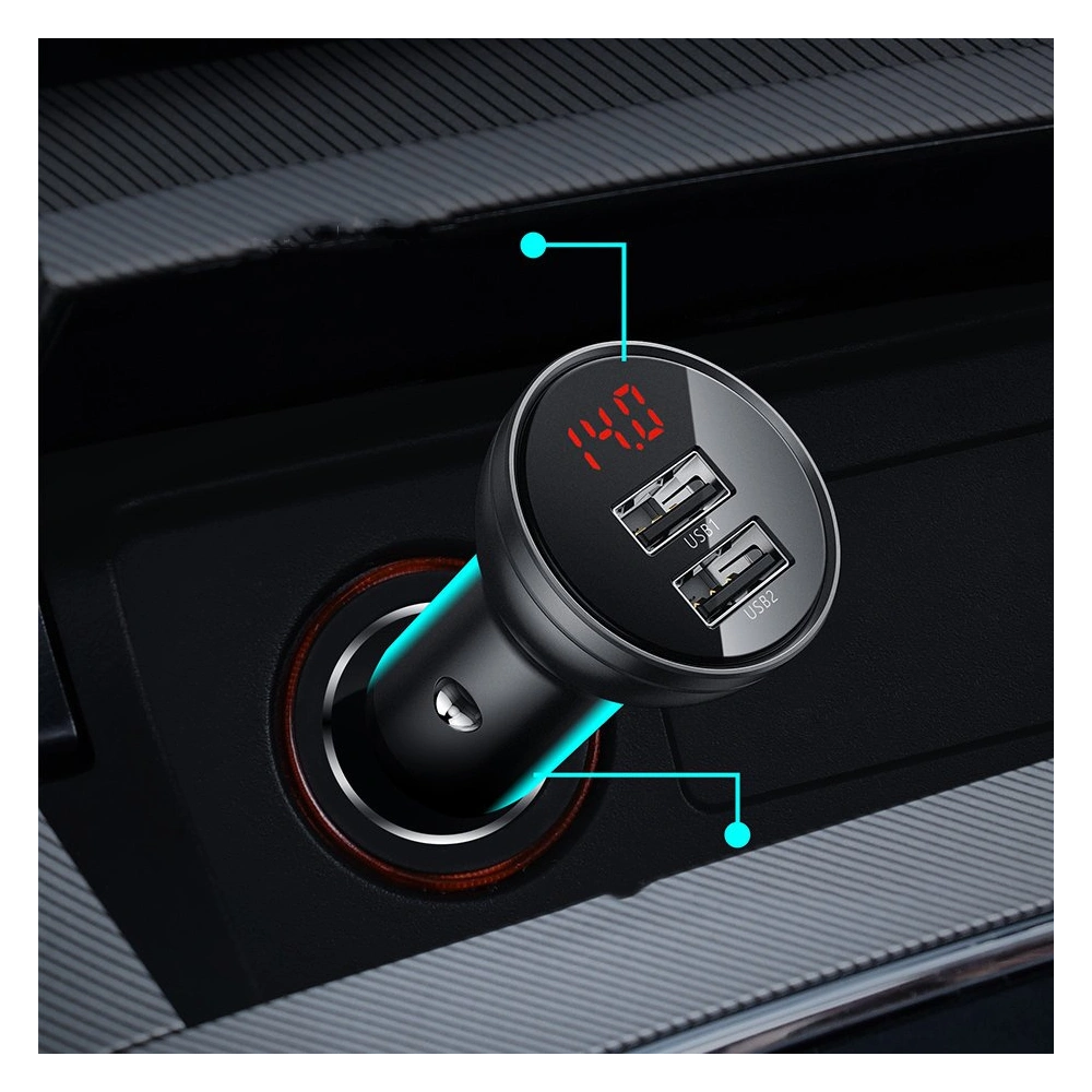 Hurtownia GSM - Încărcător auto Baseus 2x USB 4,8A 24W LCD argintiu - BSU4128 - {ean13} - Hurt