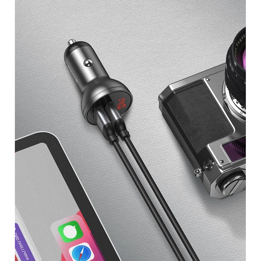 Hurtownia GSM - Autós töltő Baseus 2x USB 4,8A 24W LCD ezüst - BSU4128 - {ean13} - Hurt