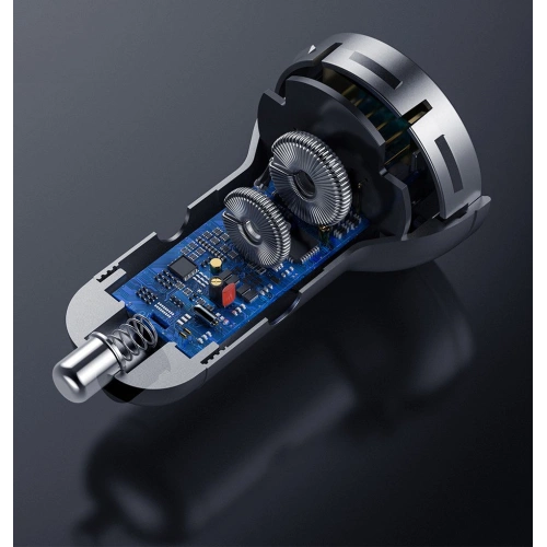 Ładowarka samochodowa Baseus 2x USB 4,8A 24W LCD srebrny