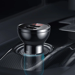 Ładowarka samochodowa Baseus 2x USB 4,8A 24W LCD srebrny