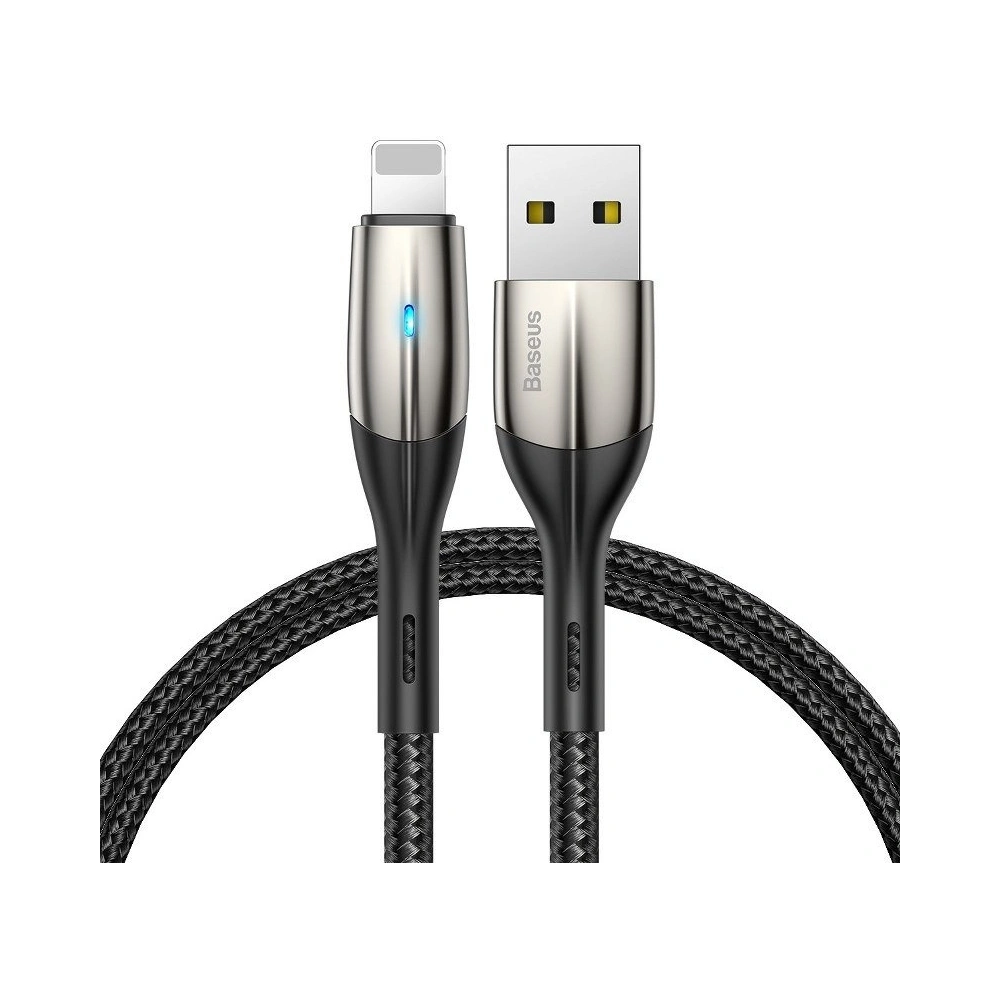 Hurtownia GSM - Kábel Baseus Horizontális USB-A/Lightning LED diódával 0.5m 2.4A (fekete) - BSU4131 - {ean13} - Hurt