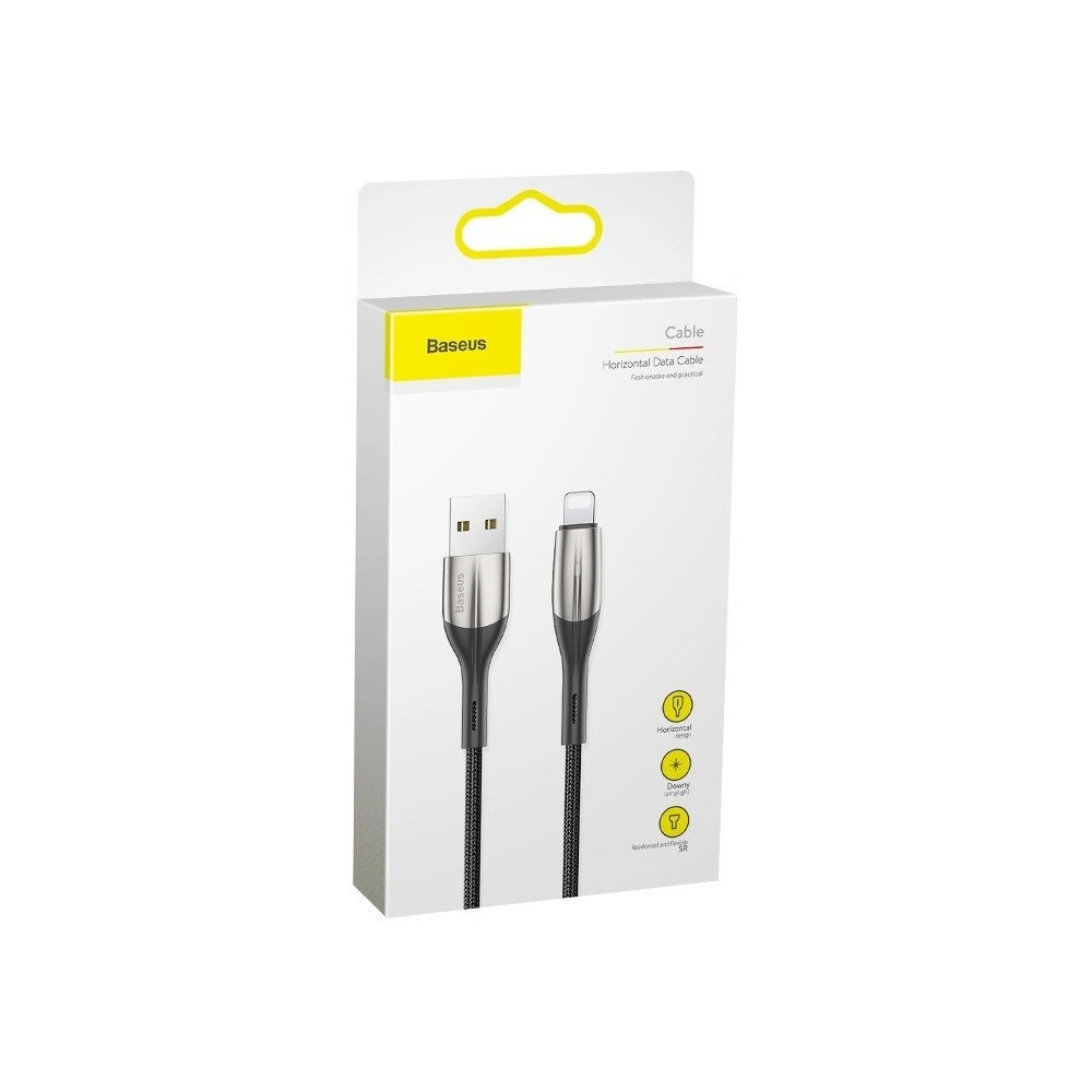 Hurtownia GSM - Kábel Baseus Horizontális USB-A/Lightning LED diódával 0.5m 2.4A (fekete) - BSU4131 - {ean13} - Hurt
