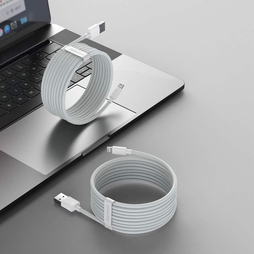 Hurtownia GSM - Kábel Baseus Simple Wisdom USB-A/Lightning 2.4A, 1.5m (fehér) [2 PACK] - BSU4140 - {ean13} - Hurt