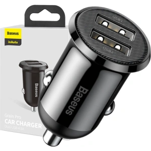 Hurtownia GSM - Autós töltő Baseus Grain Pro 2x USB-A 4.8A (fekete) - BSU4144 - {ean13} - Hurt