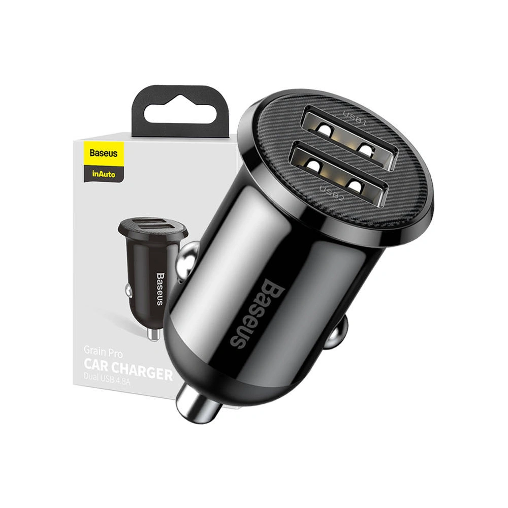 Hurtownia GSM - Autós töltő Baseus Grain Pro 2x USB-A 4.8A (fekete) - BSU4144 - {ean13} - Hurt