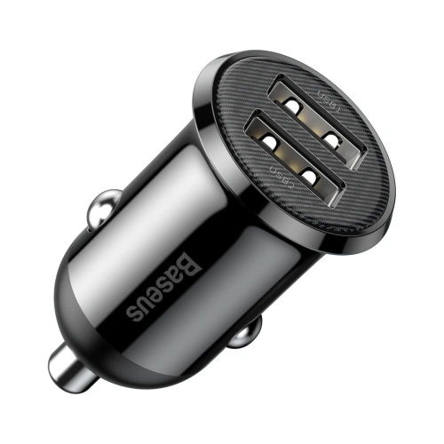 Ładowarka samochodowa Baseus Grain Pro 2x USB-A 4.8A (czarna)