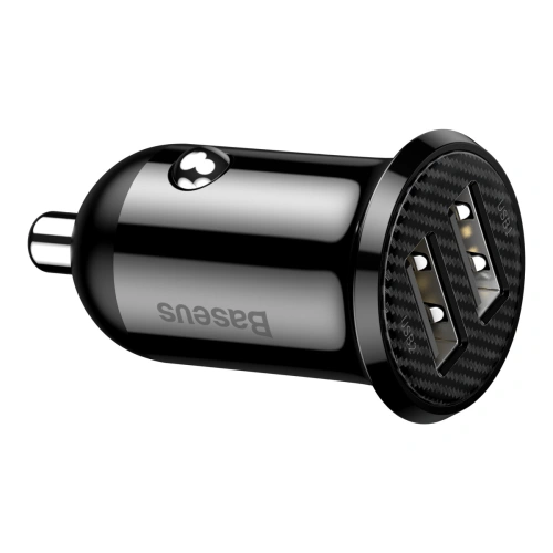 Ładowarka samochodowa Baseus Grain Pro 2x USB-A 4.8A (czarna)