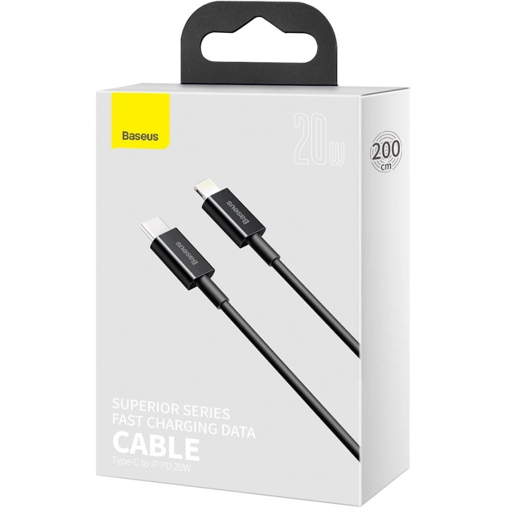Hurtownia GSM - Cablul Baseus Superior Series USB-C/Lightning 20W, PD, 2m (negru) - BSU4146 - {ean13} - Hurt
