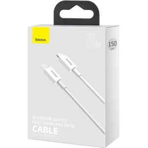 Kabel Baseus Superior Series USB-C/Lightning 20W, PD, 1.5m (biały)