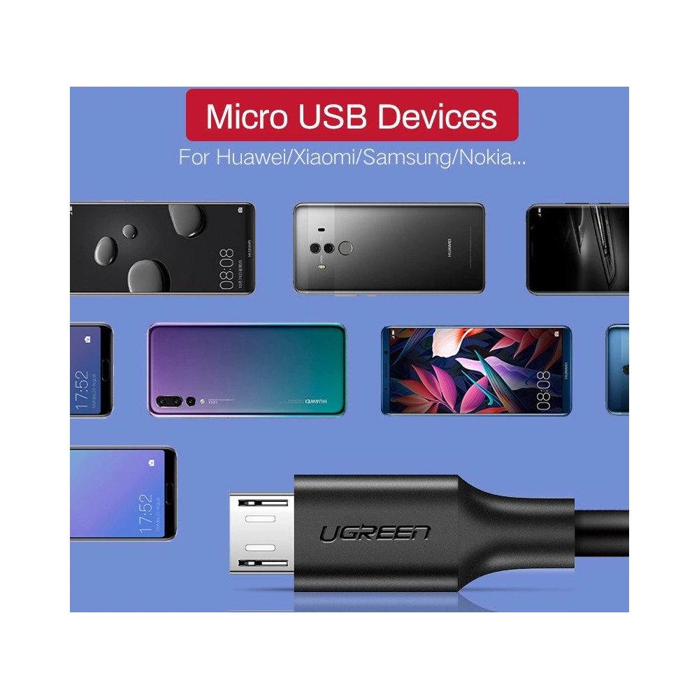 Hurtownia GSM - Kabel UGREEN USB-A/microUSB QC 3.0 2.4A 1m (bílý) - UGR1599 - {ean13} - Hurt