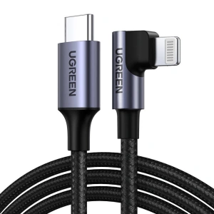 Kabel kątowy UGREEN US305 Lightning/USB-C PD 3A 1m (czarny)