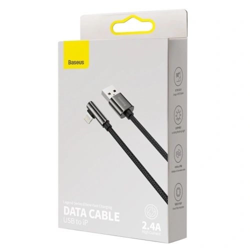 Kabel kątowy Baseus Legend Series USB-A/Lightning 2.4A, 1m (czarny)