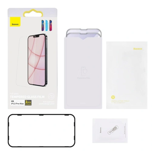Szkło hartowane z filtrem światła niebieskiego 0.3mm Baseus do iPhone 13 Pro Max [2 PACK]