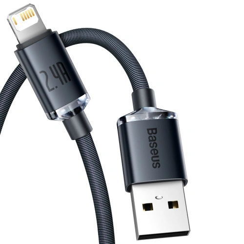 Kabel Baseus Crystal Shine USB-A/Lightning 2.4A, 2m (czarny)