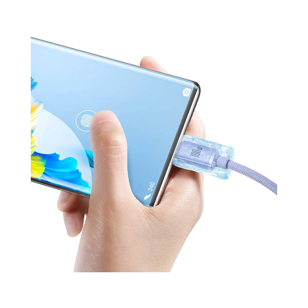 Hurtownia GSM - Kabel Baseus Crystal Shine USB-A/USB-C 5A, 1.2m (fialový) - BSU4157 - {ean13} - Hurt