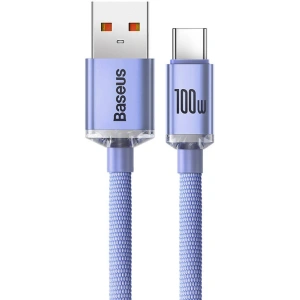 Kabel Baseus Crystal Shine USB-A/USB-C 5A, 1.2m (fioletowy)
