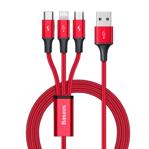 Hurtownia GSM - USB Rapid Series 3 az 1-ben kábel USB-C / Lightning / Micro 1.2m (piros) - BSU4158 - {ean13} - Hurt