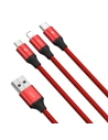 Hurtownia GSM - Kabel USB Rapid Series 3-in-1 do USB-C / Lightning / Micro 1.2m (červený) - BSU4158 - {ean13} - Hurt