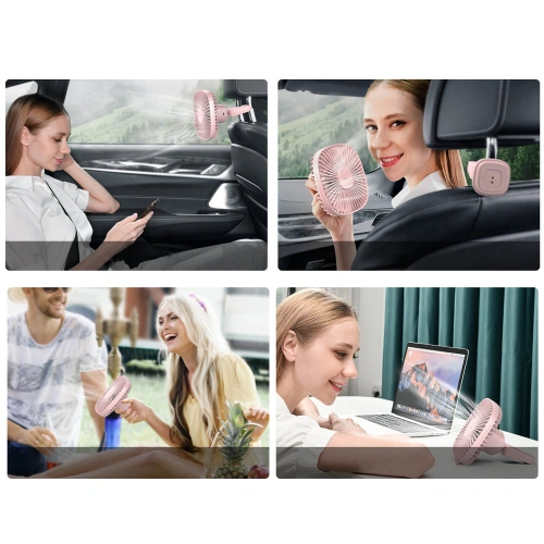 Magnetyczny wiatrak na zagłówek Baseus na tylną kanapę różowy