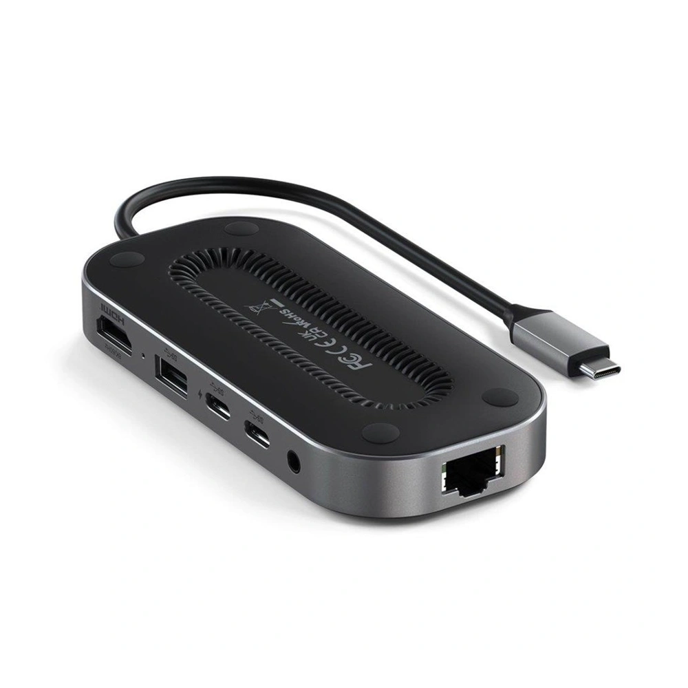 Hurtownia GSM - Adapter Satechi Multiport-Adapter USB-C (2x UBS-C, USB-A, 8K HDMI, 2.5G Ethernet, Klinkenanschluss) (space gray) - STH43 - {ean13} - Hurt